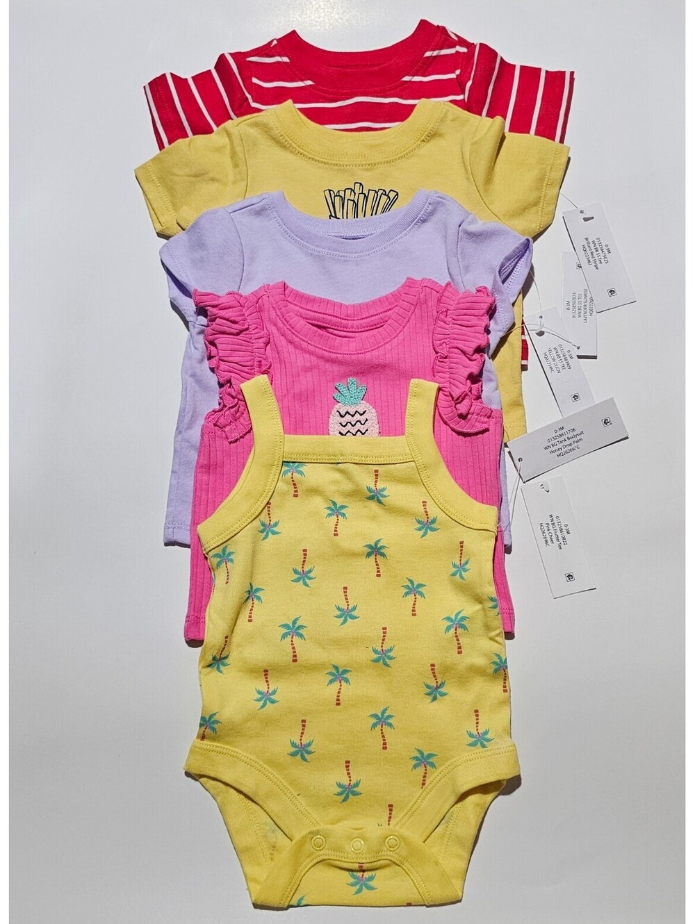 Set of 5 Baby T-shirt Blouse and Bodysuit with Fun Prints - Size 0-3 Months